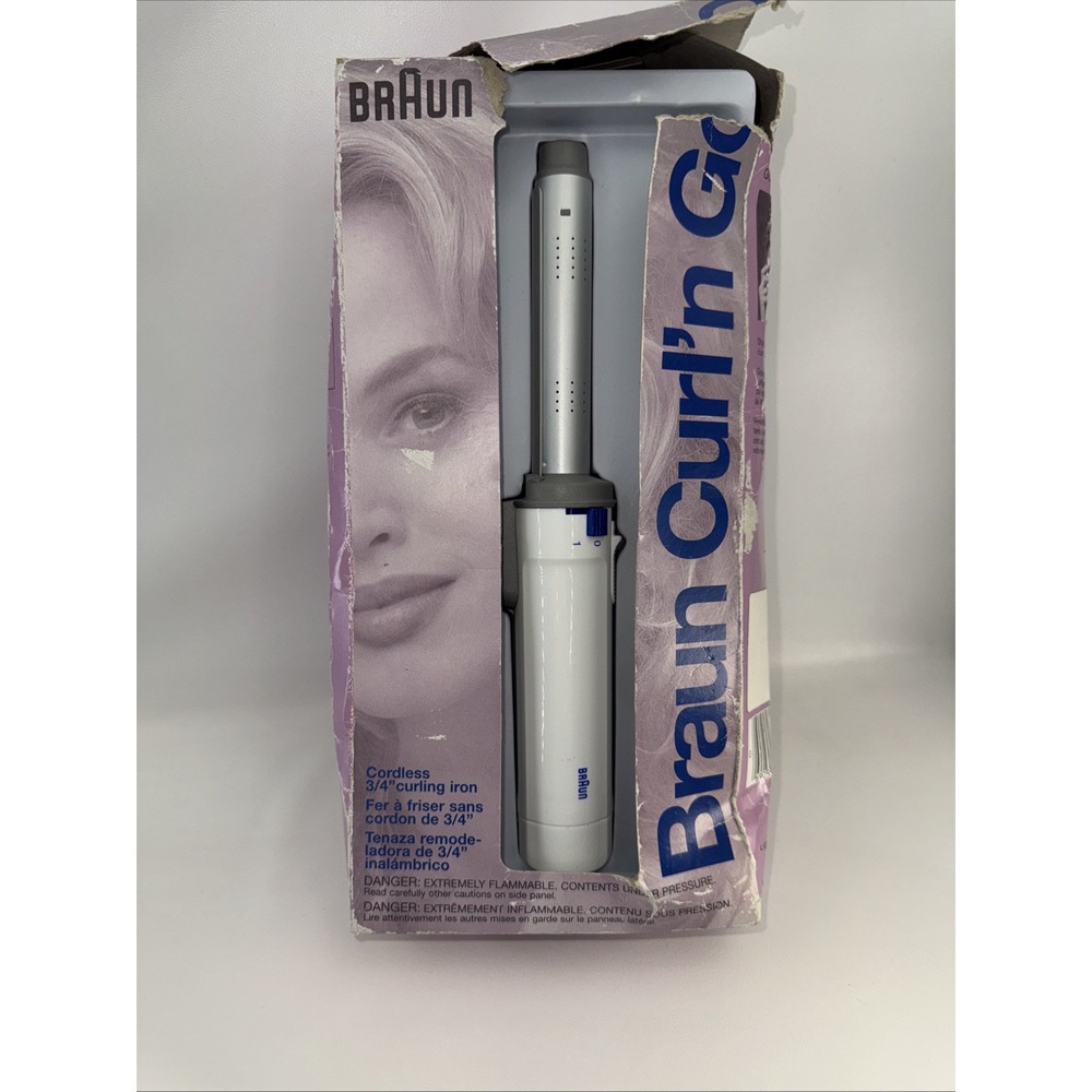 Vintage Braun Curl N Go Cord Free Hair Curler 3/4" Barrel Model GCC3 No brush